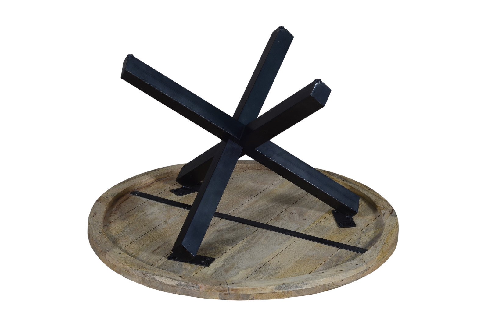 Esszimmertisch rund 130 cm Mangoholz Natur Schwarz RUNIS