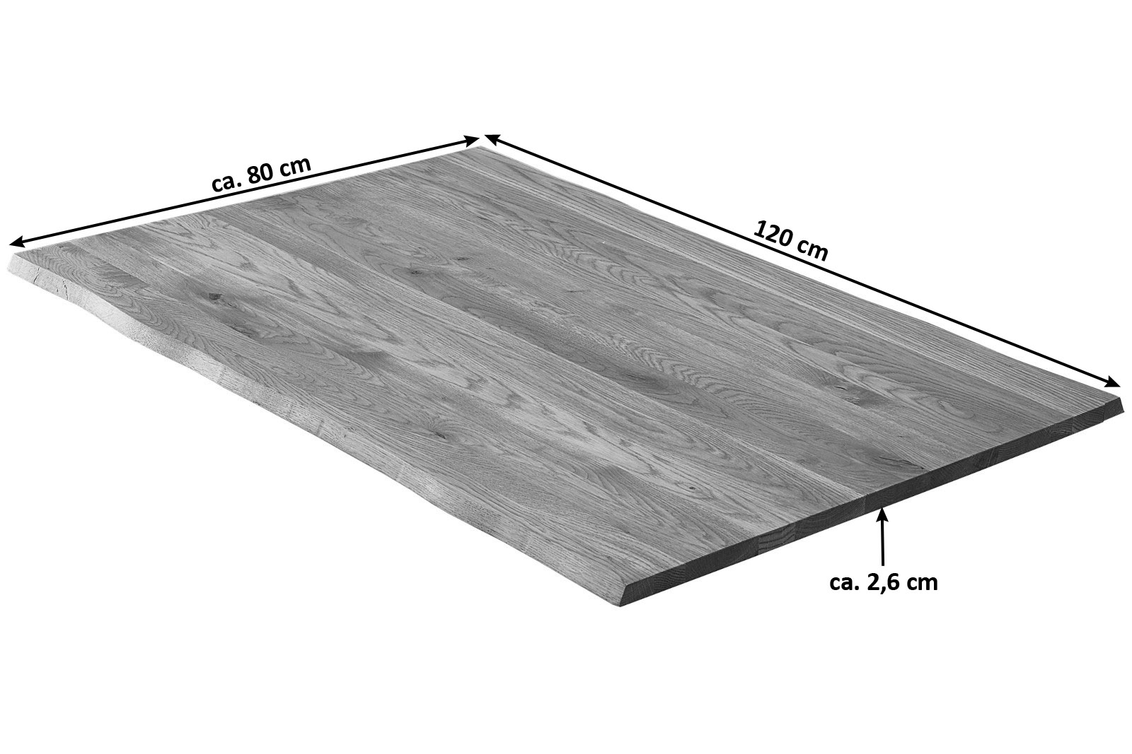 Tischplatte Baumkante Wildeiche 120 x 80 cm SESSA