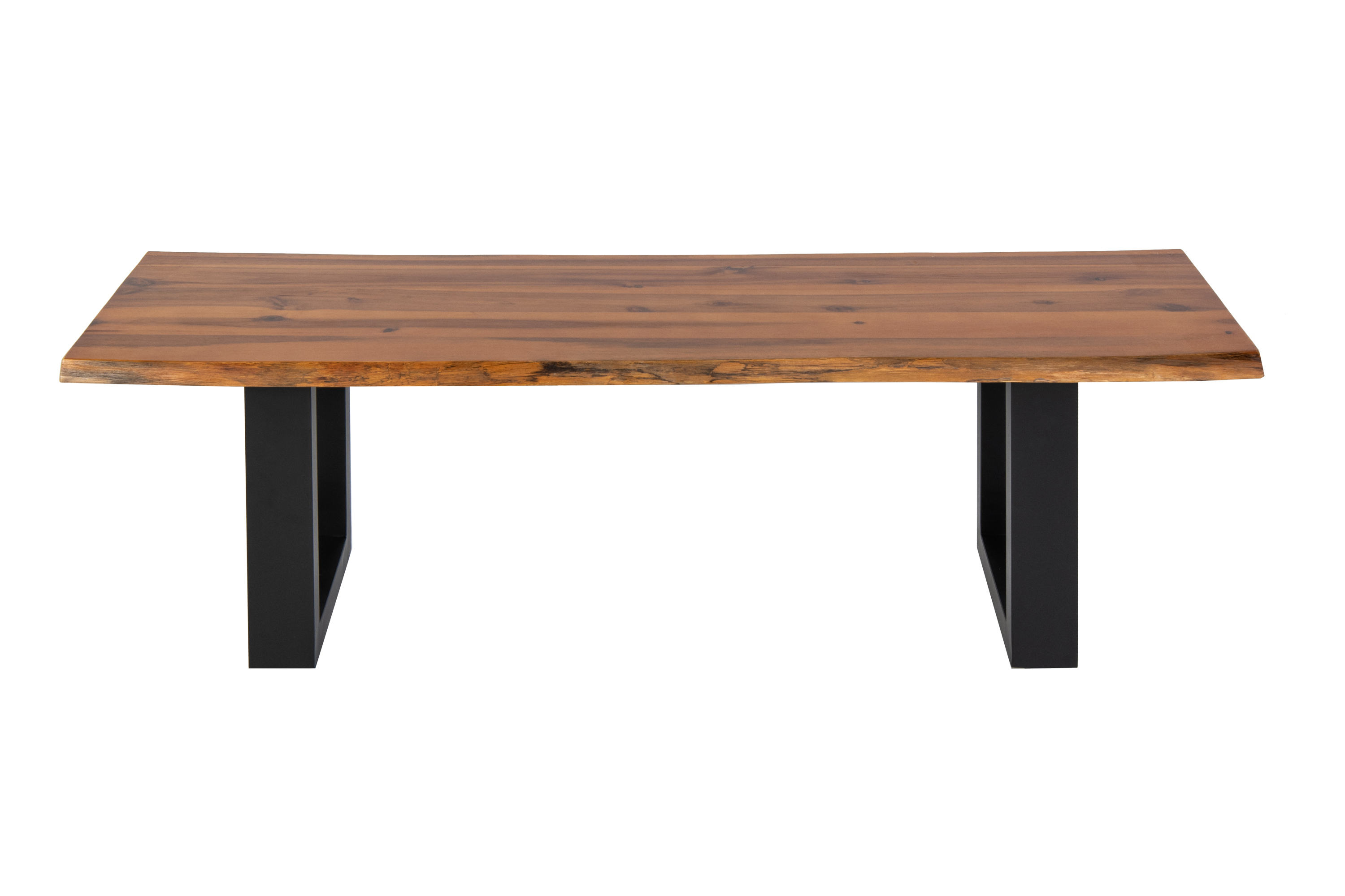 Sitzbank Baumkante 120 cm Cognac massiv Akazie schwarz ESRA