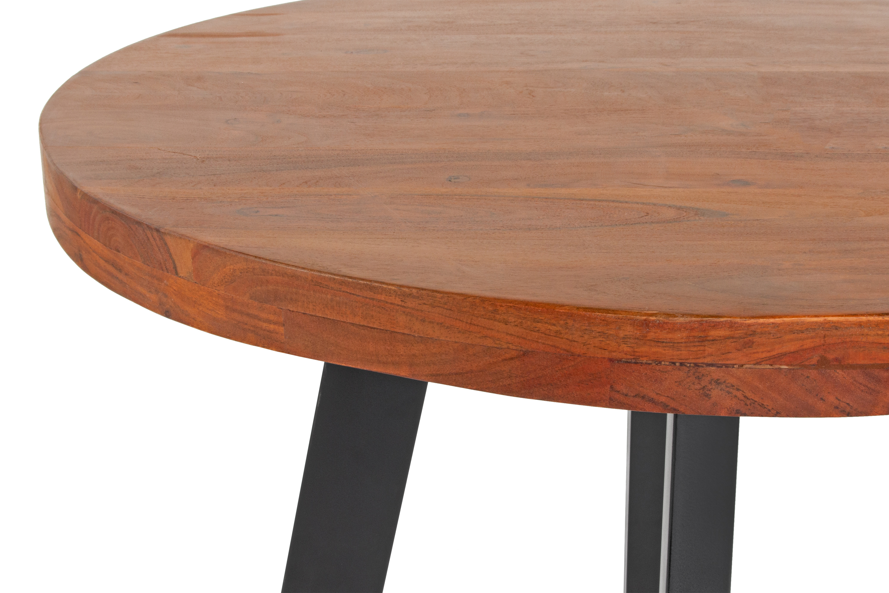 Esszimmertisch rund 90 cm Akazienholz nussbaumfarben schwarz SOPHIA