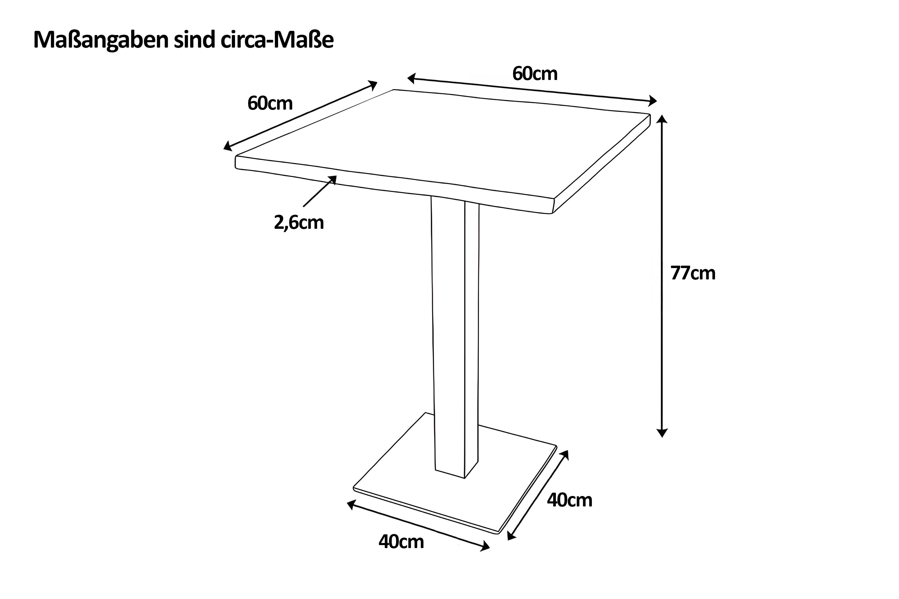 Bistrotisch Baumkante massiv Eiche geölt 60 x 60 cm Säulengestell schwarz IRIS