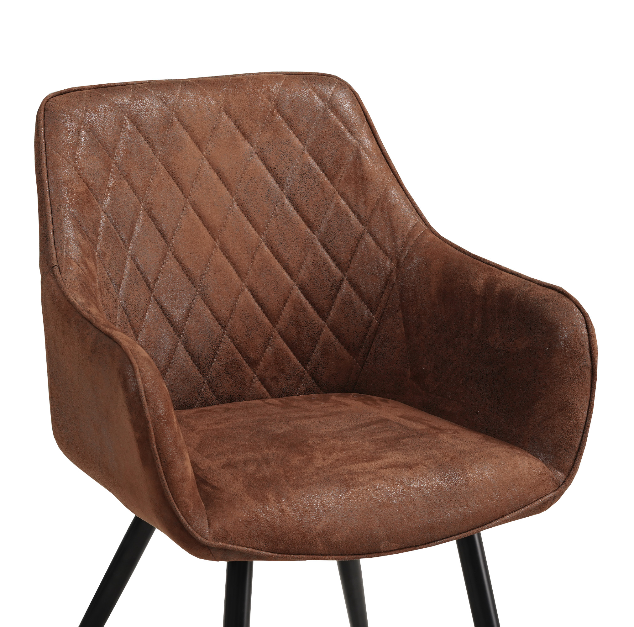  Esszimmer Armlehnstuhl Wildlederoptik schwarz Metallbeine ELLI