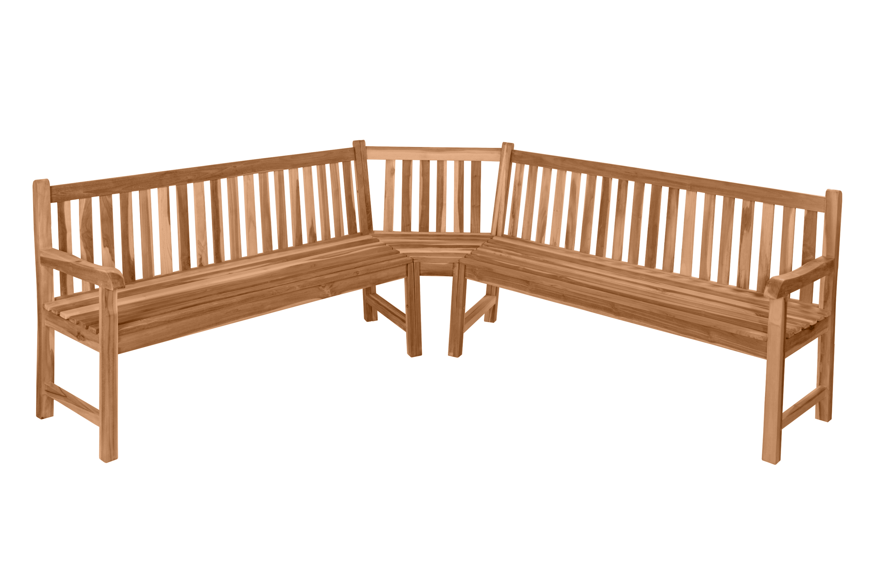 Gartenbank Eckbank 210 x 210 cm Teak-Holz Highline FELIA