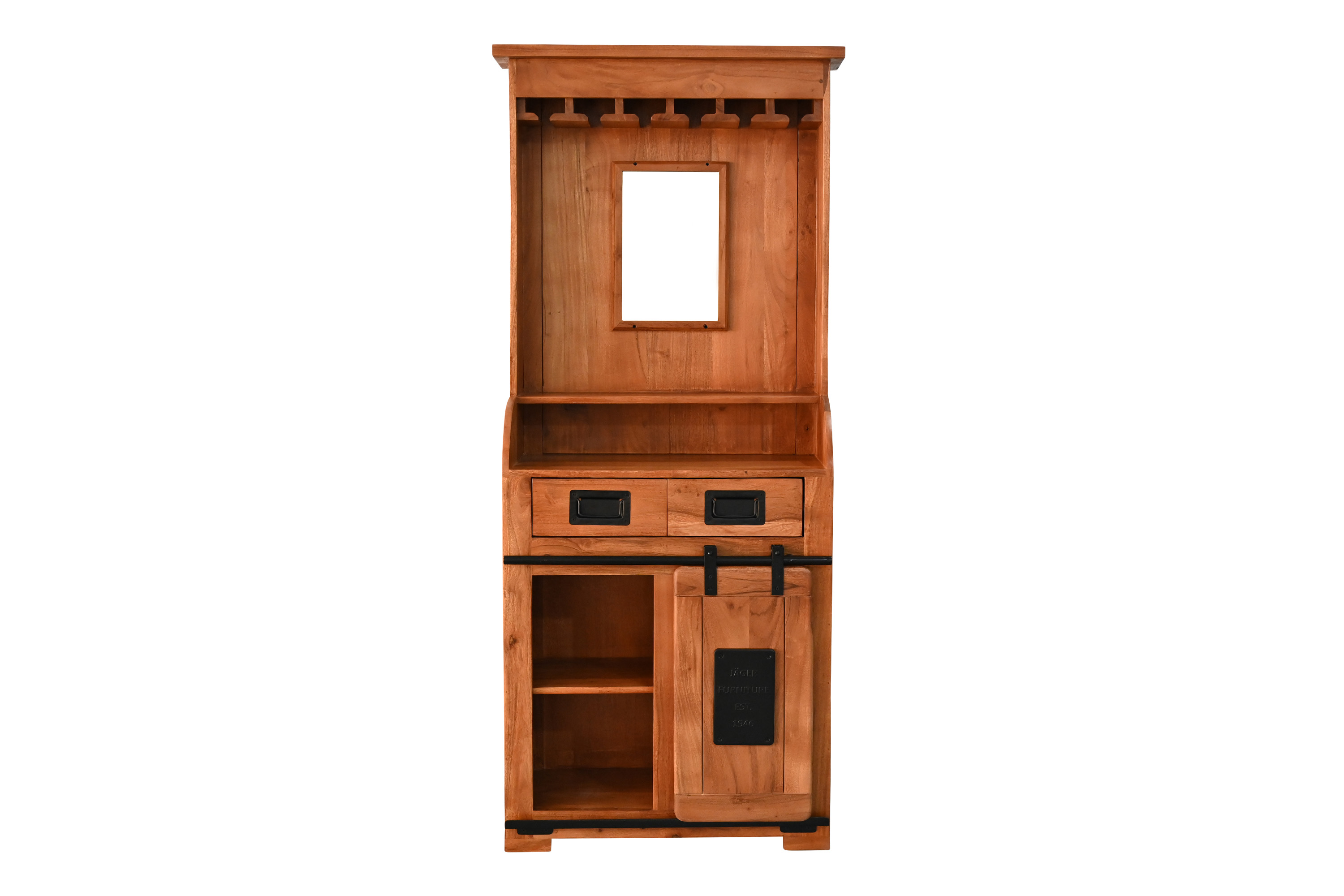 Weinschrank Holzschrank Akazie massiv nussbaumfarben 75 x 35 x 170 cm LIBRO
