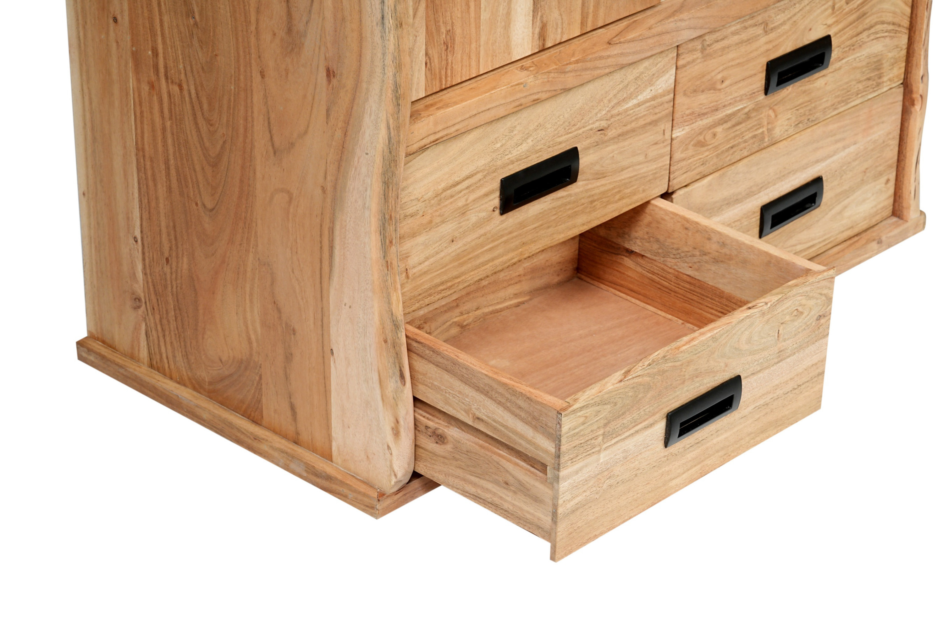 Highboard Baumkante 90 x 45 x 150 cm Akazienholz massiv naturfarben LIAN II