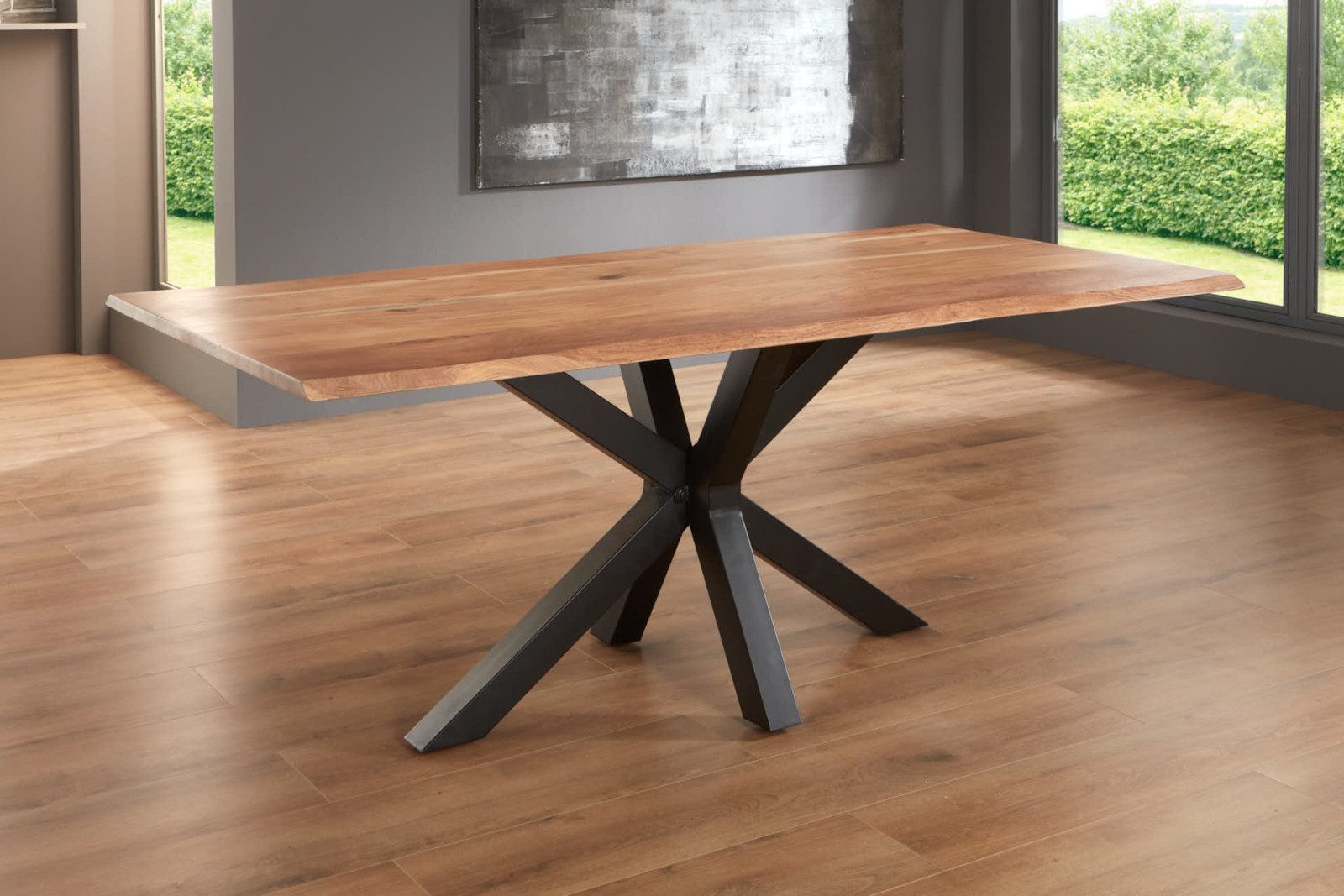 Esstisch Baumkante massiv Akazie natur 240 x 100 schwarz SPYRO Esstisch Baumkante massiv Akazie natur 240 x 100 schwarz SPYRO