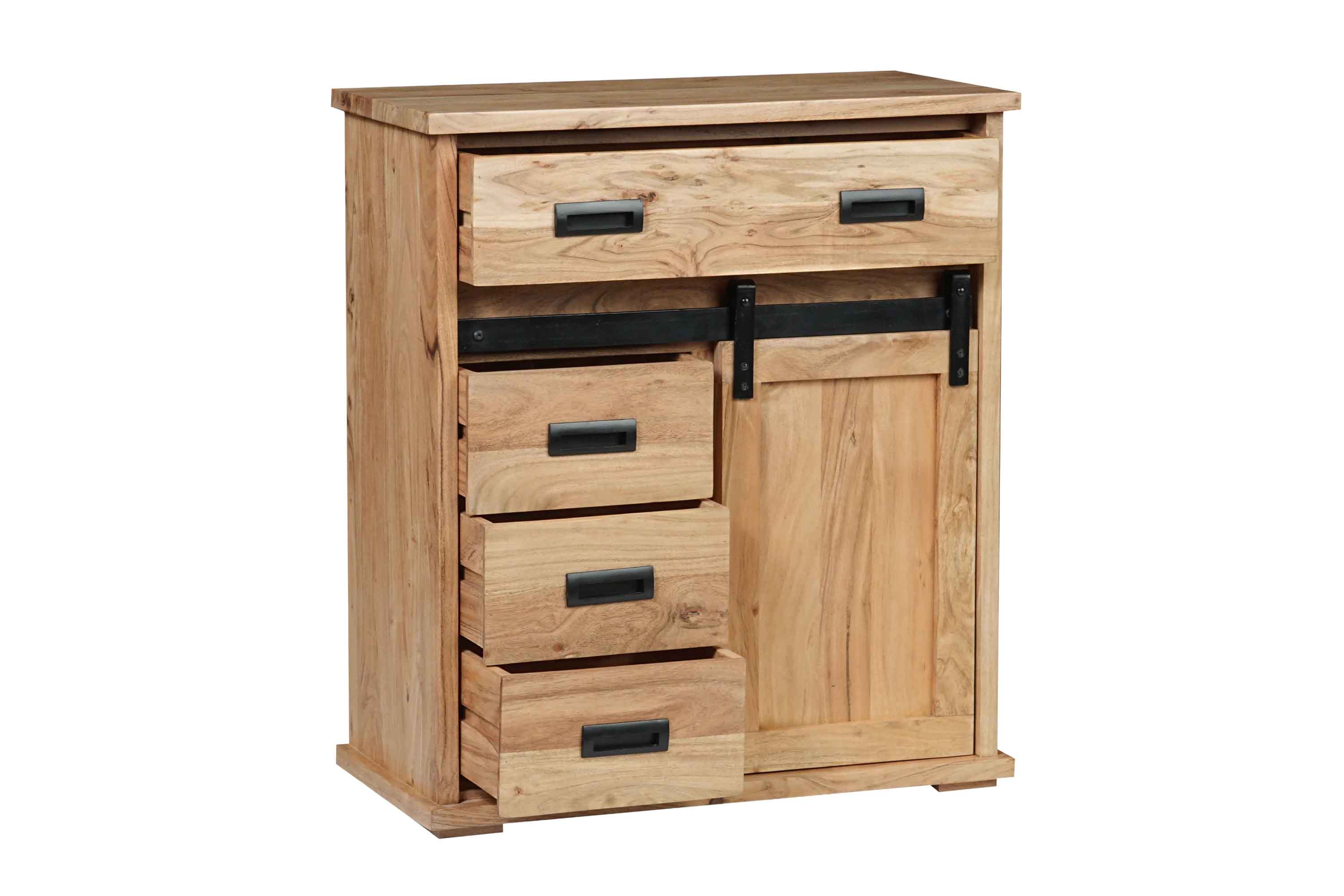 Sideboard 75 x 35 x 85 cm Akazienholz massiv naturfarben ohne Baumkante LIAN 6