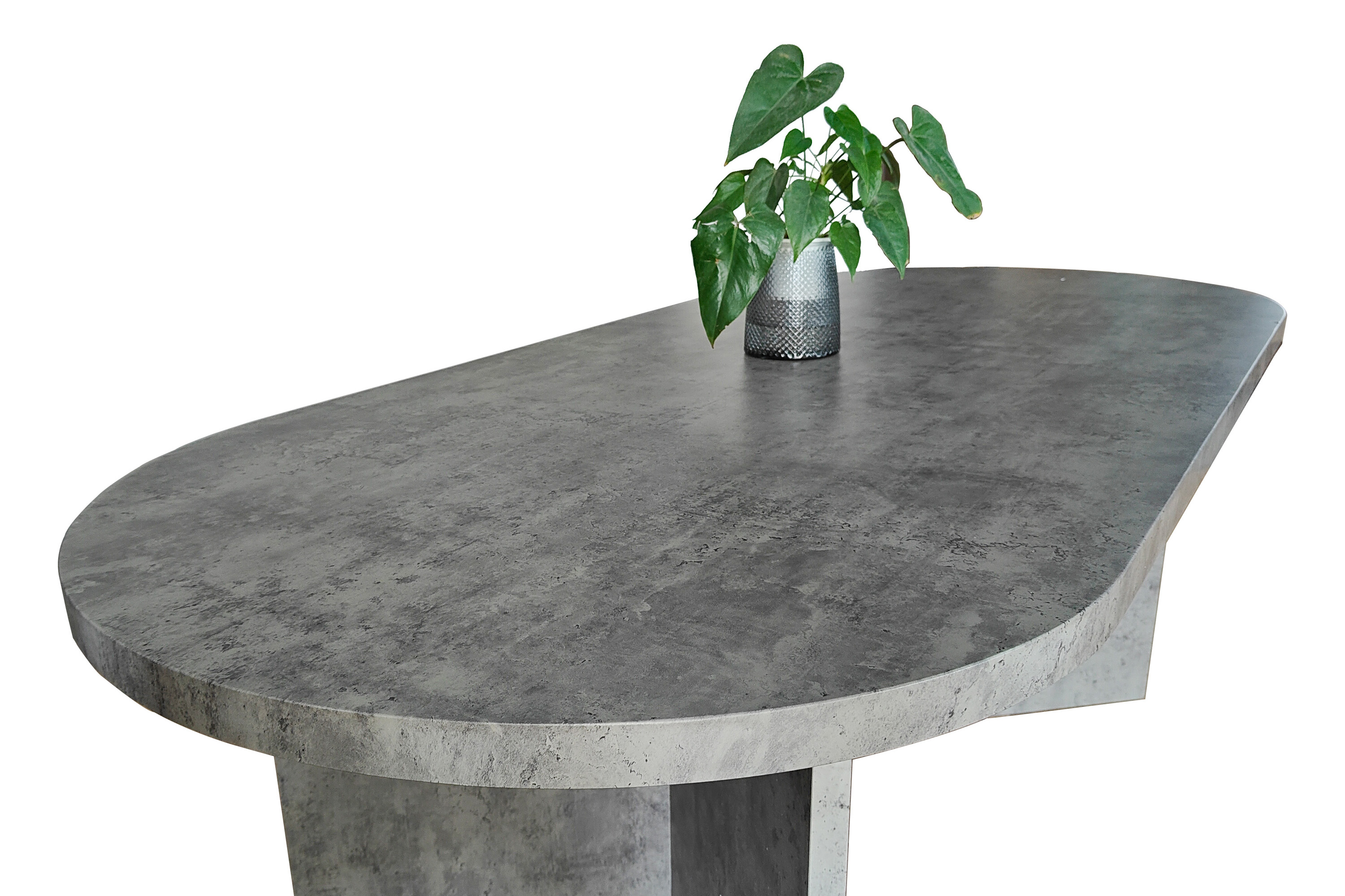 Esstisch 204 x 90 cm Holz Graue-Optik gerade Kante oval V-Gestell OVI