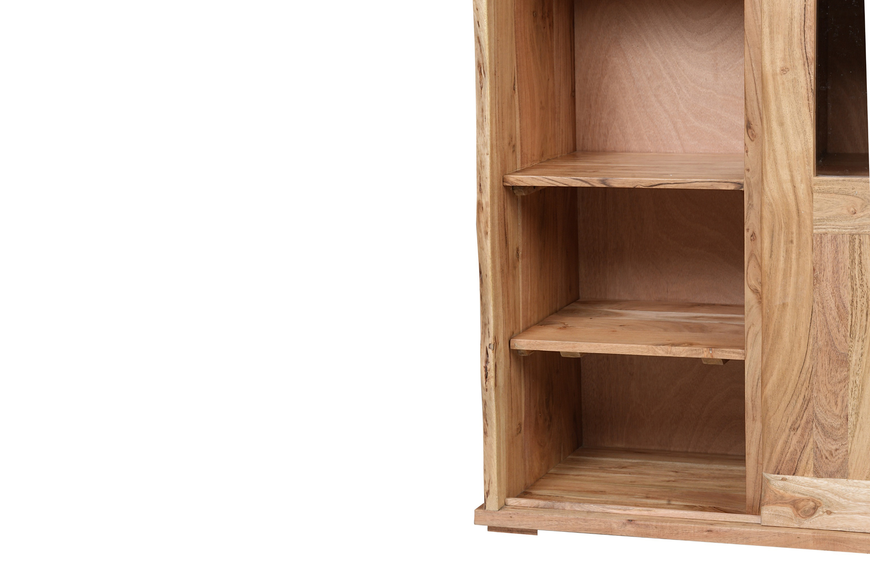 Wein-Highboard Baumkante 90 x 45 x 180 cm Akazienholz massiv naturfarben LIAN I
