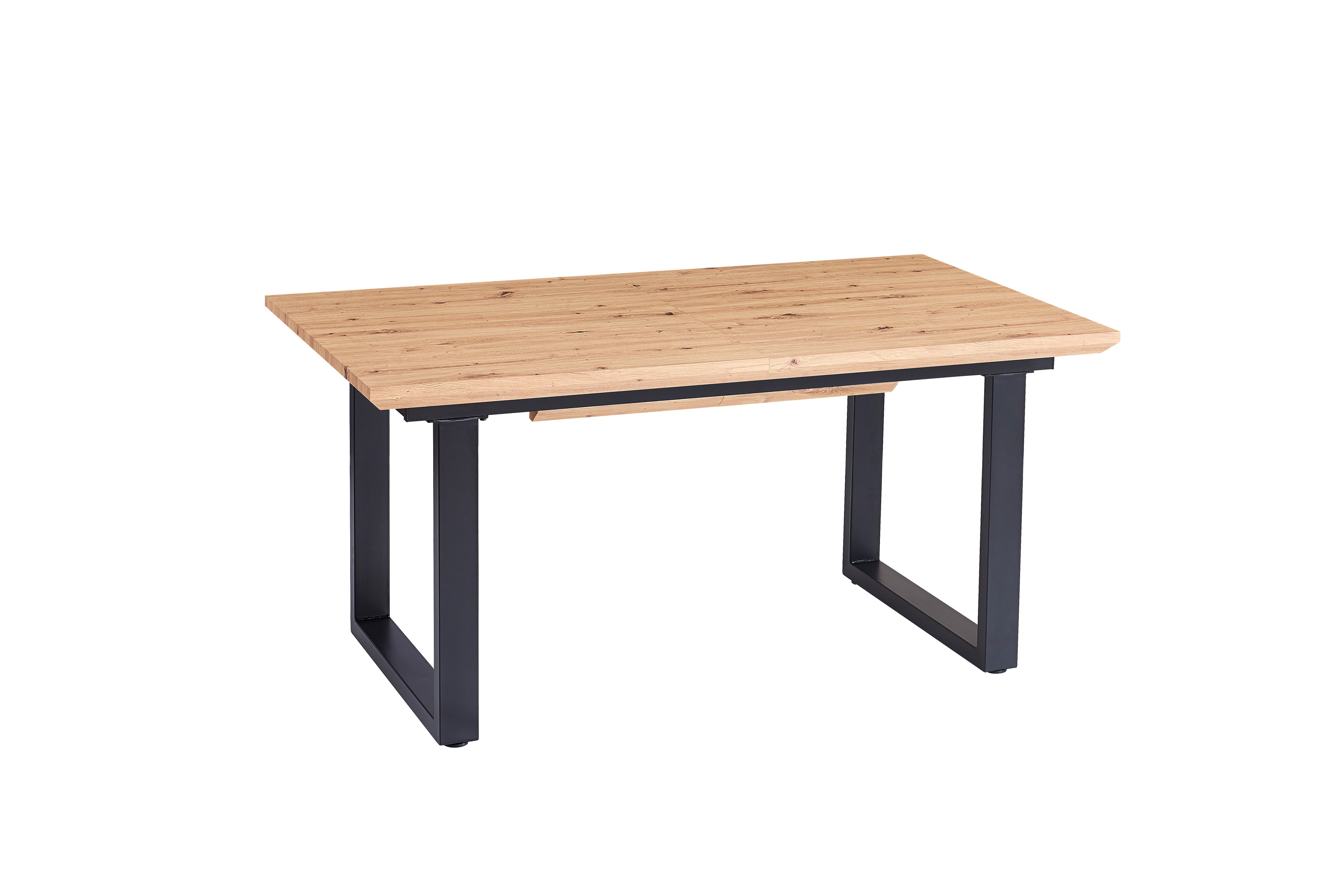 Esstisch Schweizer Kante eichenfarben 160(240) x 90 U-Gestell schwarz Bird