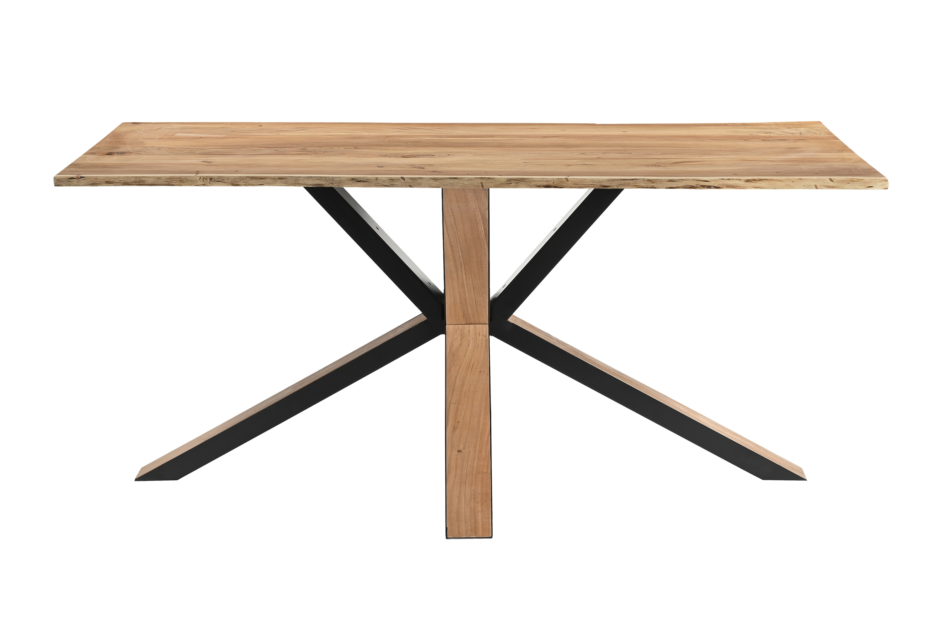 Esstisch Baumkante massiv Akazie natur 160 x 85 Metall Spider-Gestell schwarz außen Holz MIAMI