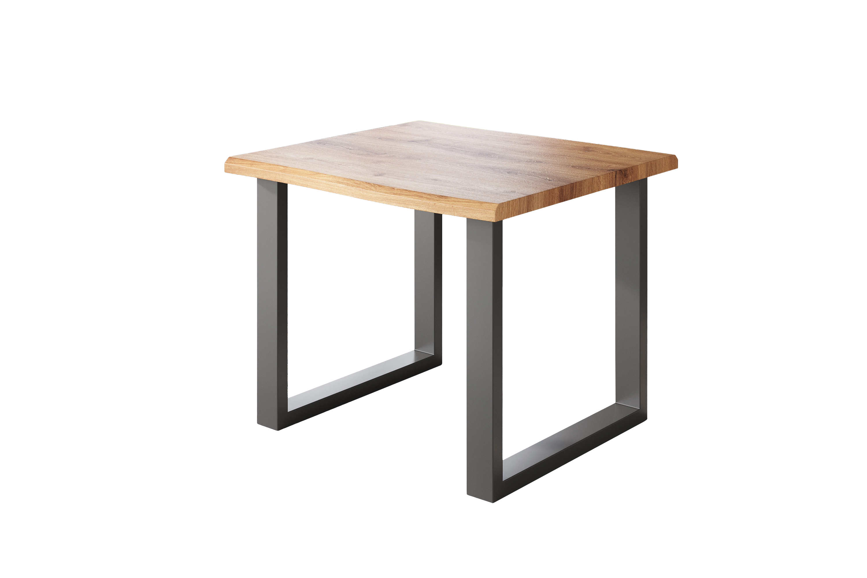 Esstisch Baumkante Holz-Optik Wildeiche 80 x 80 U-Gestell schwarz JULIUS