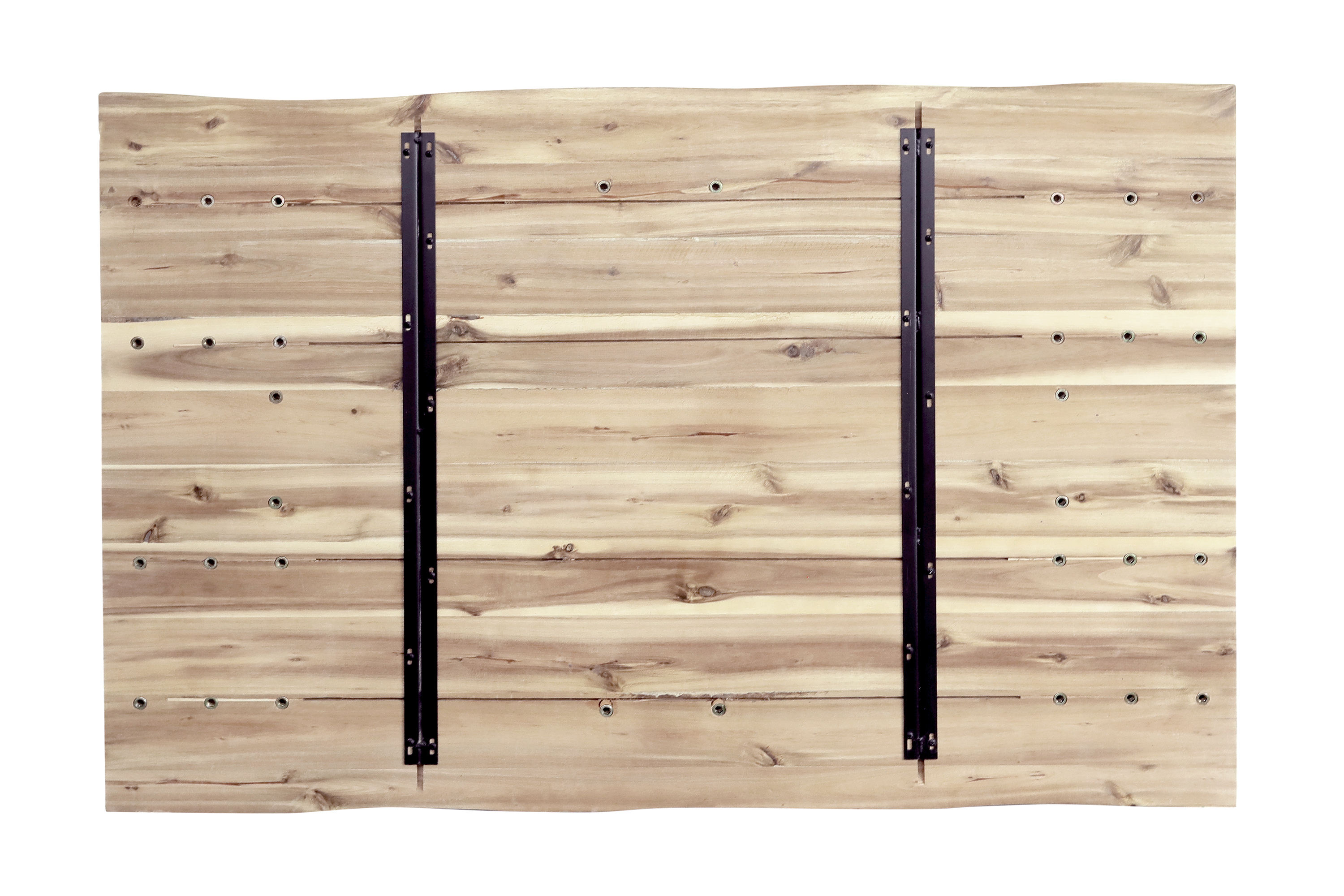 Esstisch Baumkante Akazie naturfarben 120 x 80 cm Spider-Gestell silber HARLEY