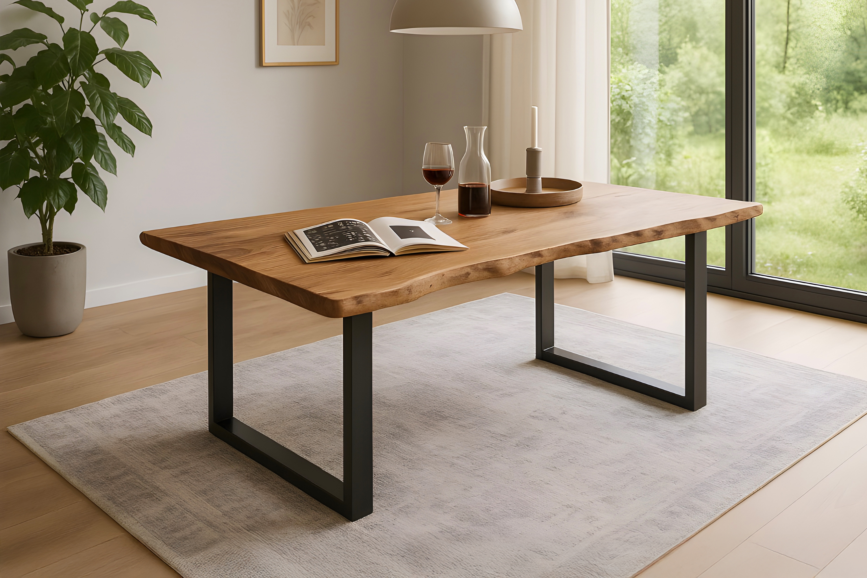 SIT 07100-99-Z Esstisch Baumkante massiv Akazie natur 200 x 100 schwarz
