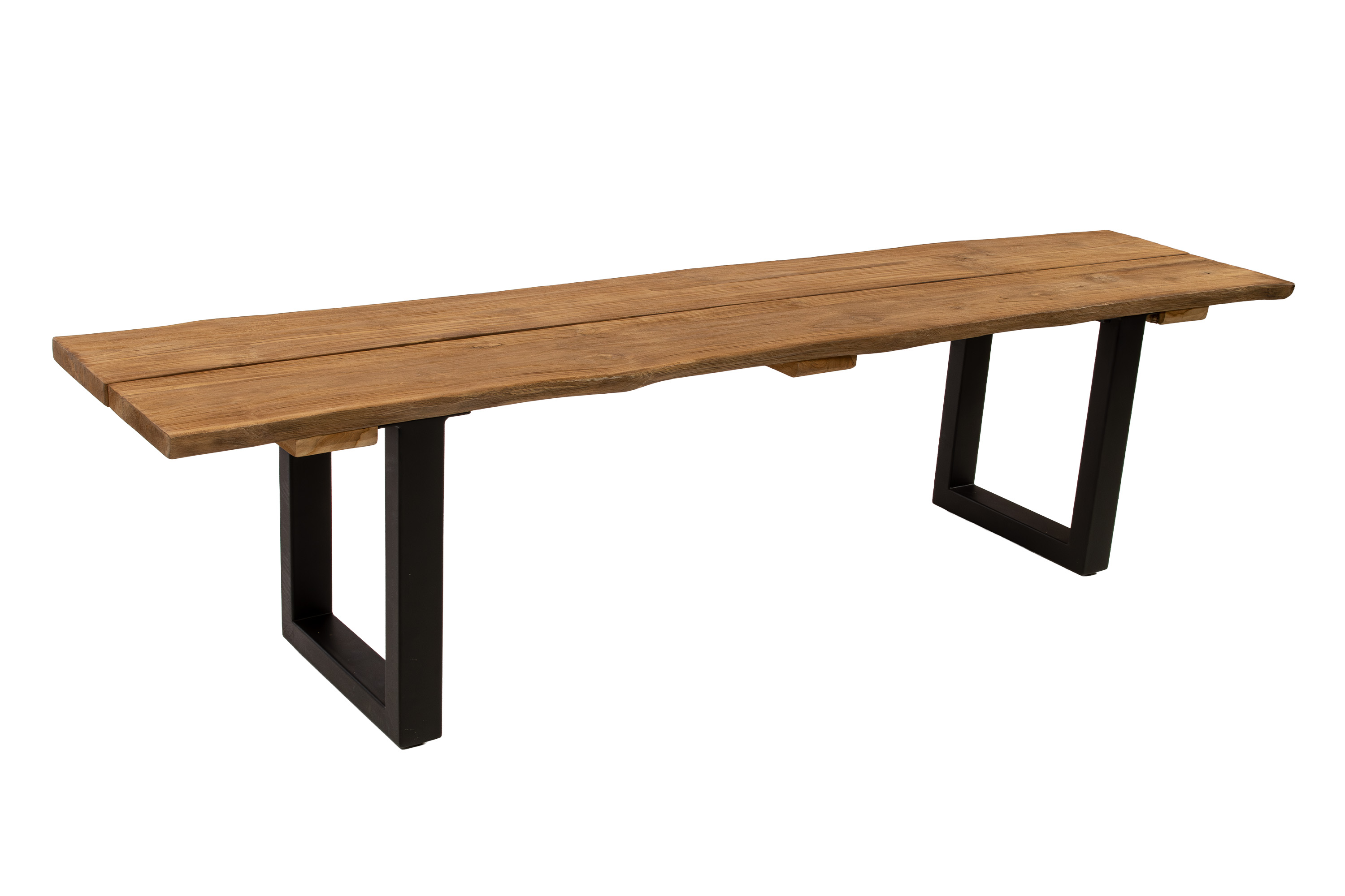 Gartenbank Outdoor Teakholz massiv 200 x 42 U-Gestell schwarz QUITO