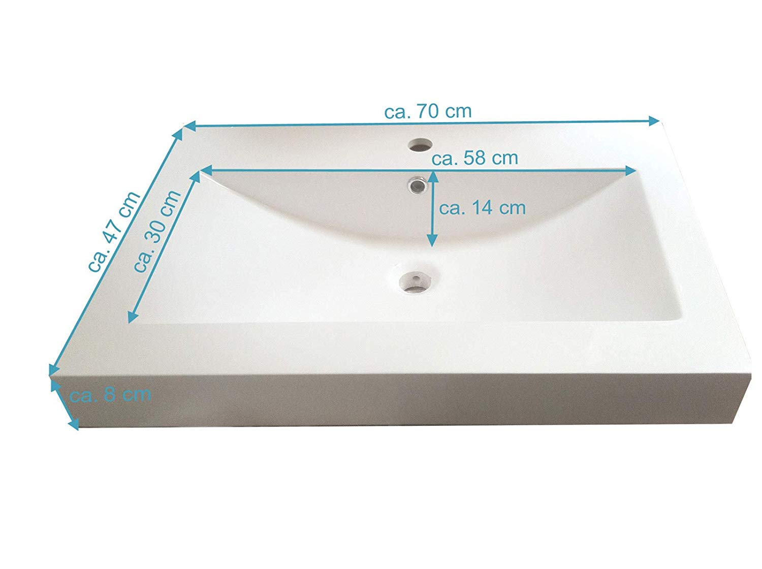  Badmöbel Set 2tlg Spiegel Waschtisch 70 cm weiß Hochglanz PARMA