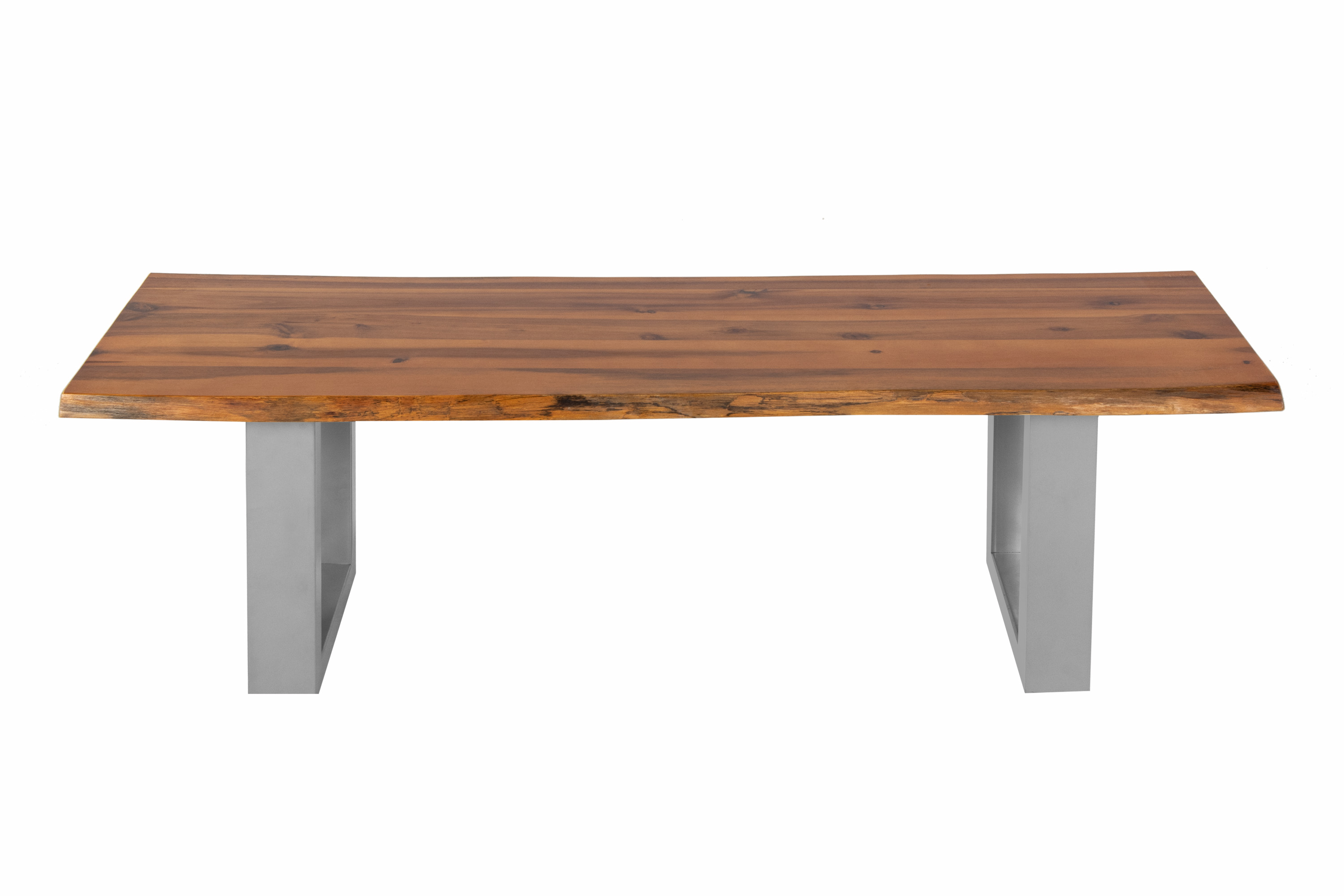  Sitzbank Baumkante 160 cm Cognac massiv Akazie silber ESRA