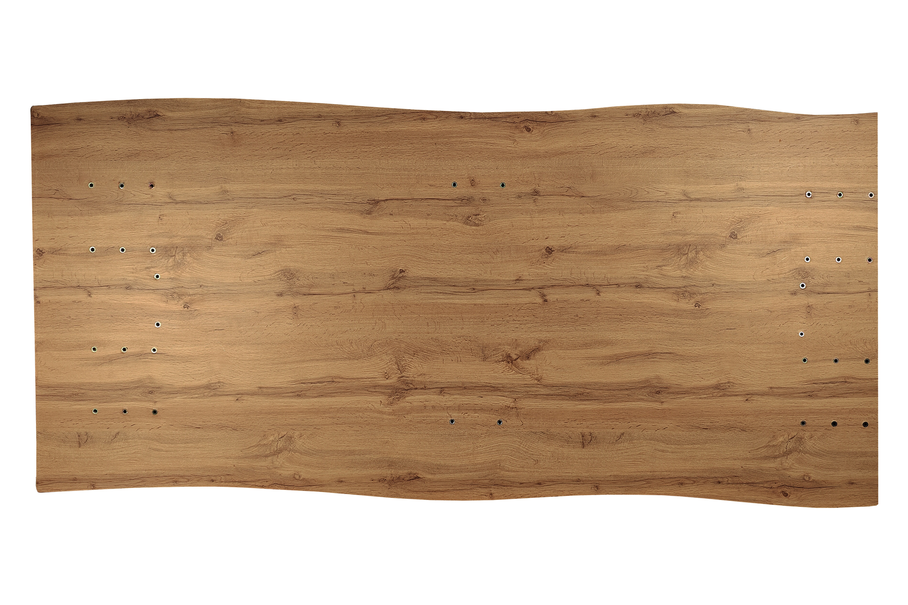 Esstisch Baumkante Holz-Optik Wildeiche 240 x 100 U-Gestell weiß JOSY