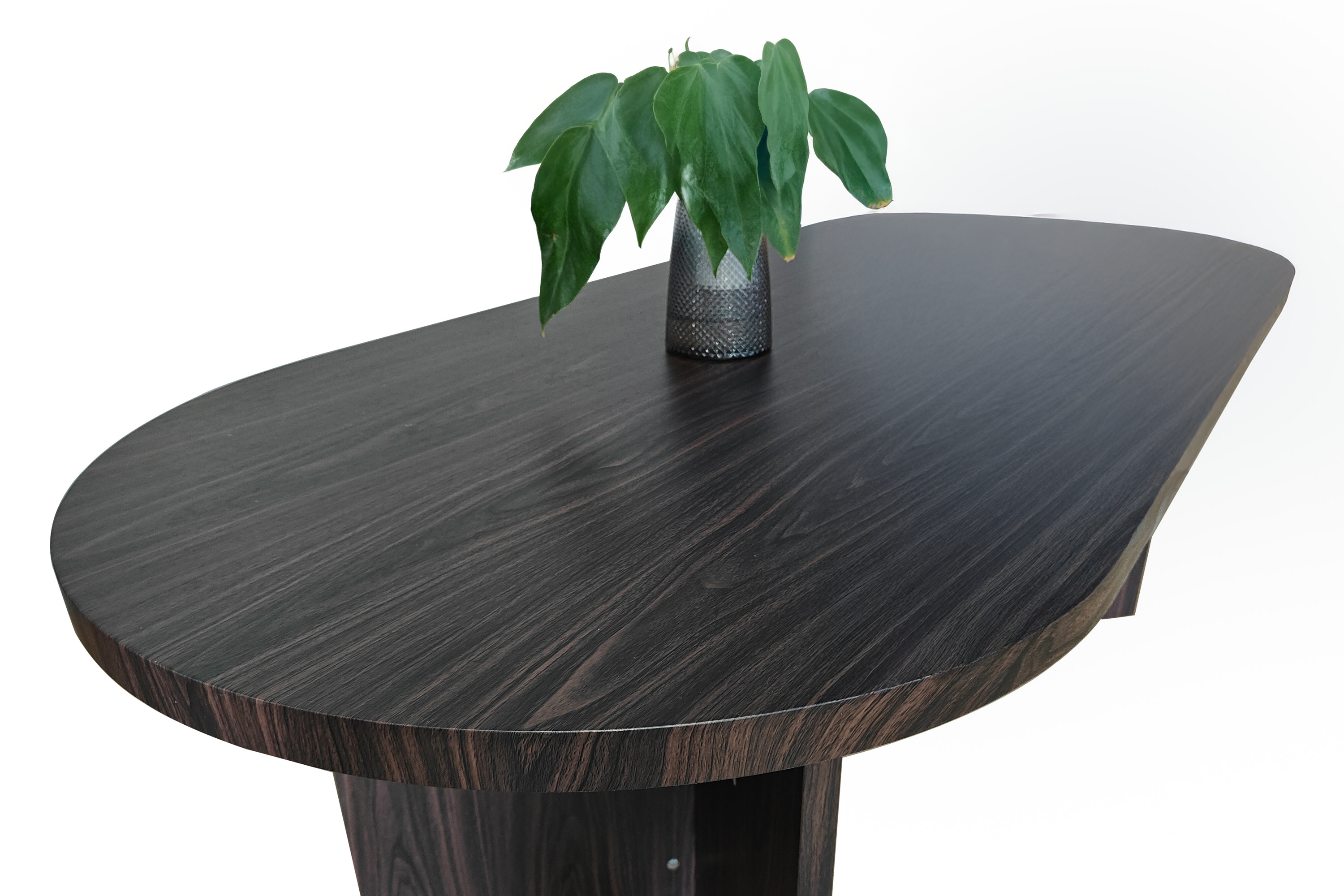 Esstisch 204 x 90 cm Holz Walnuss-Optik gerade Kante oval V-Gestell OVI