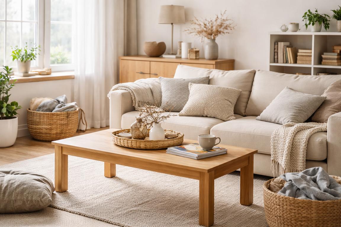 aufgeraeumtes wohnzimmer nach den feiertagen