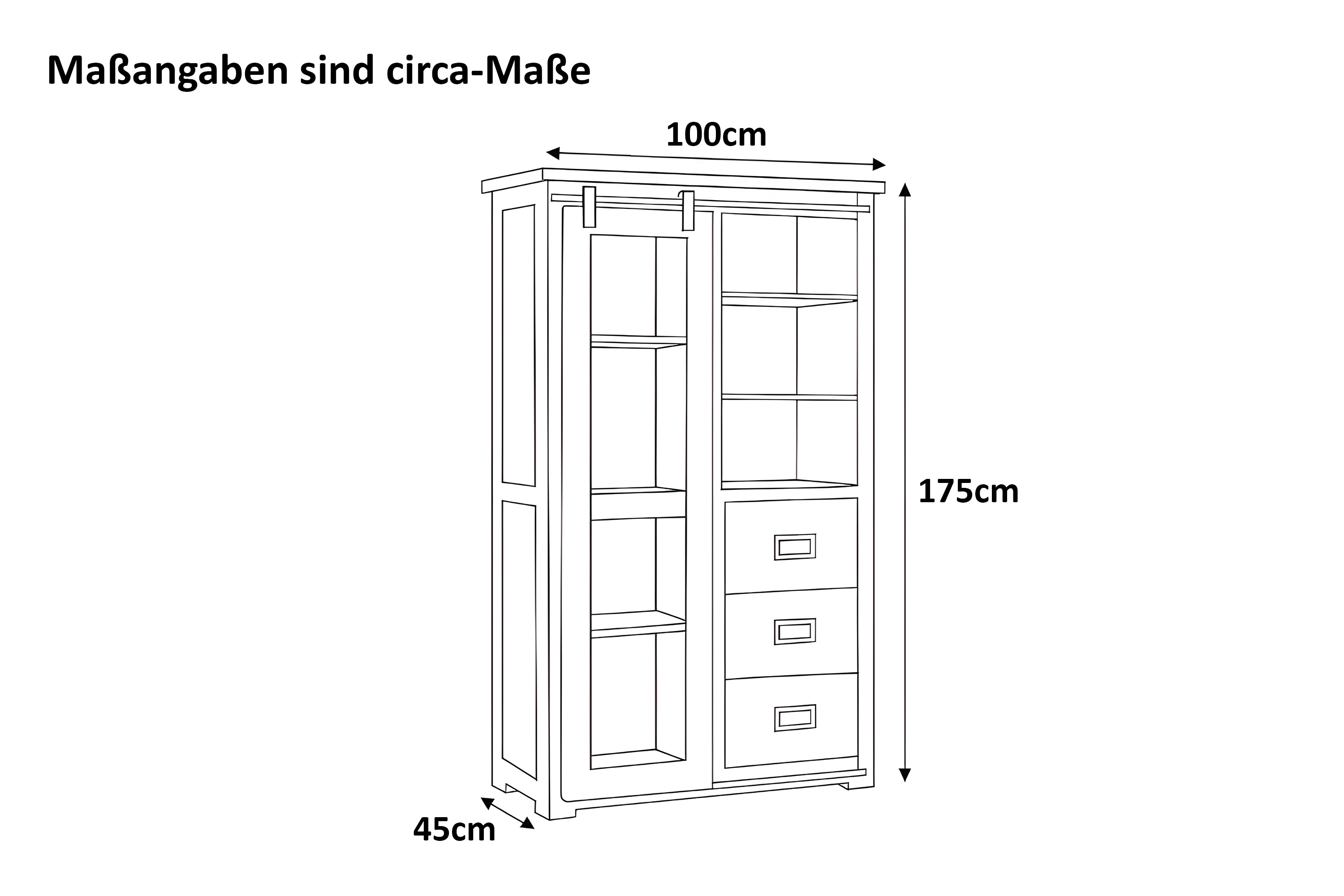 Highboard Vitrine 175 x 100 x 45 cm Akazienholz massiv naturfarben LIBRO