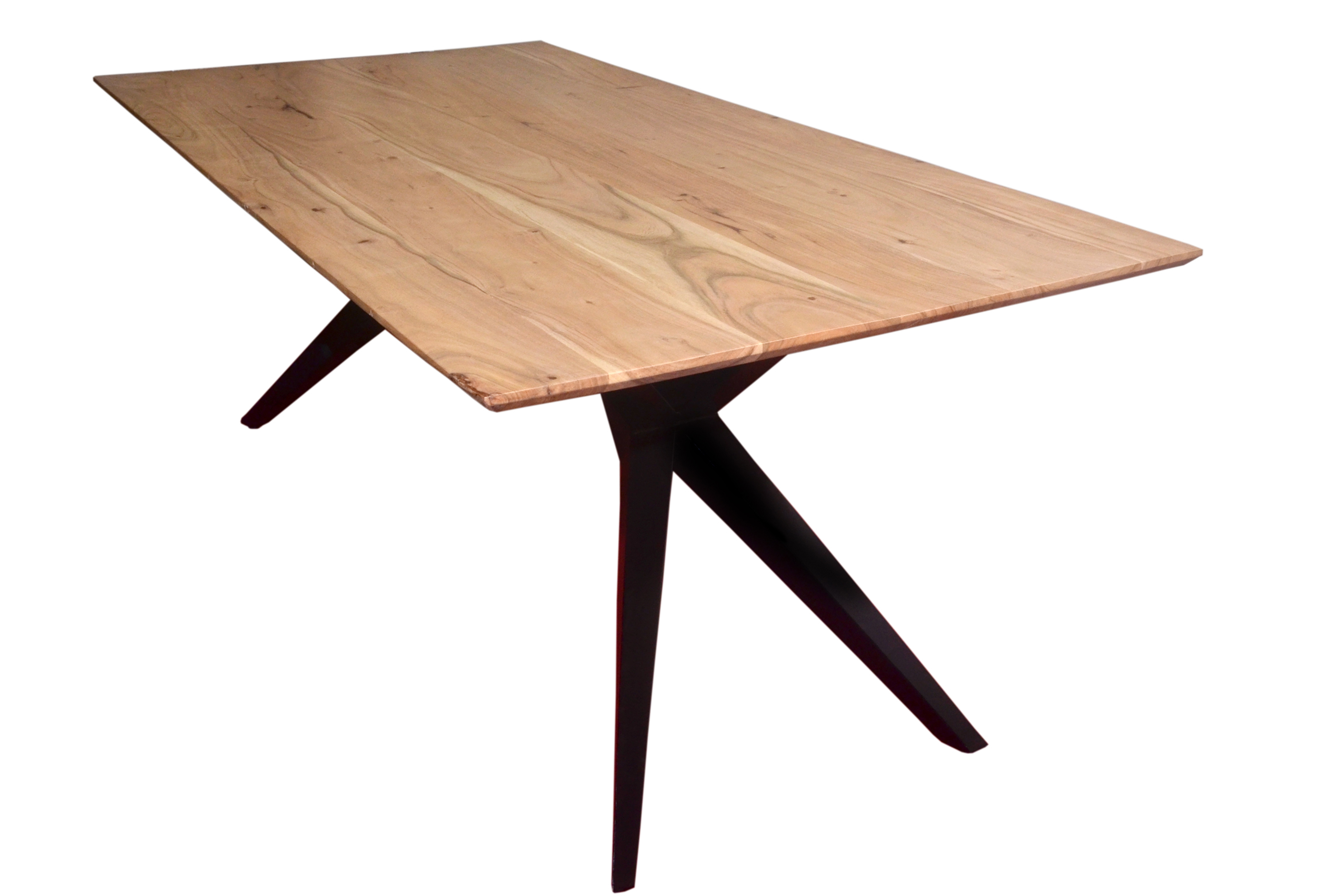 Esstisch Akazie Natur massiv schwarz 200 x 100 cm Schweizer Kante HEIDI
