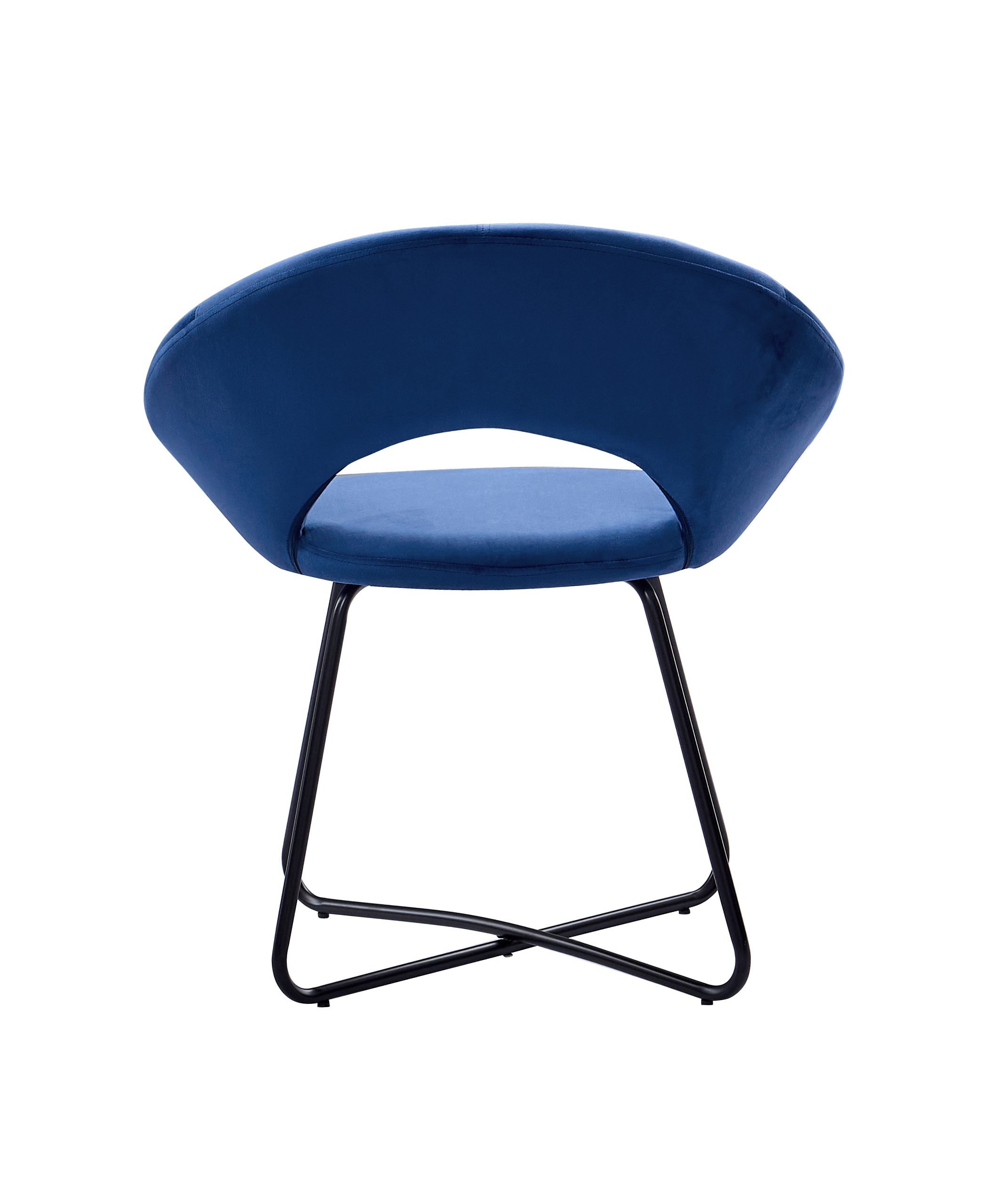  Schalenstuhl Samtbezug blau Gestell schwarz LENNY