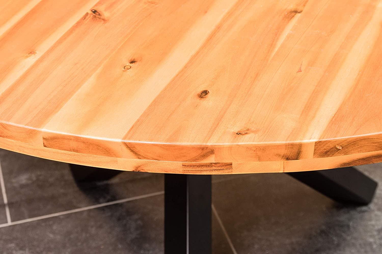  Esszimmertisch rund 120 cm cognacfarben Akazienholz ISABELLA