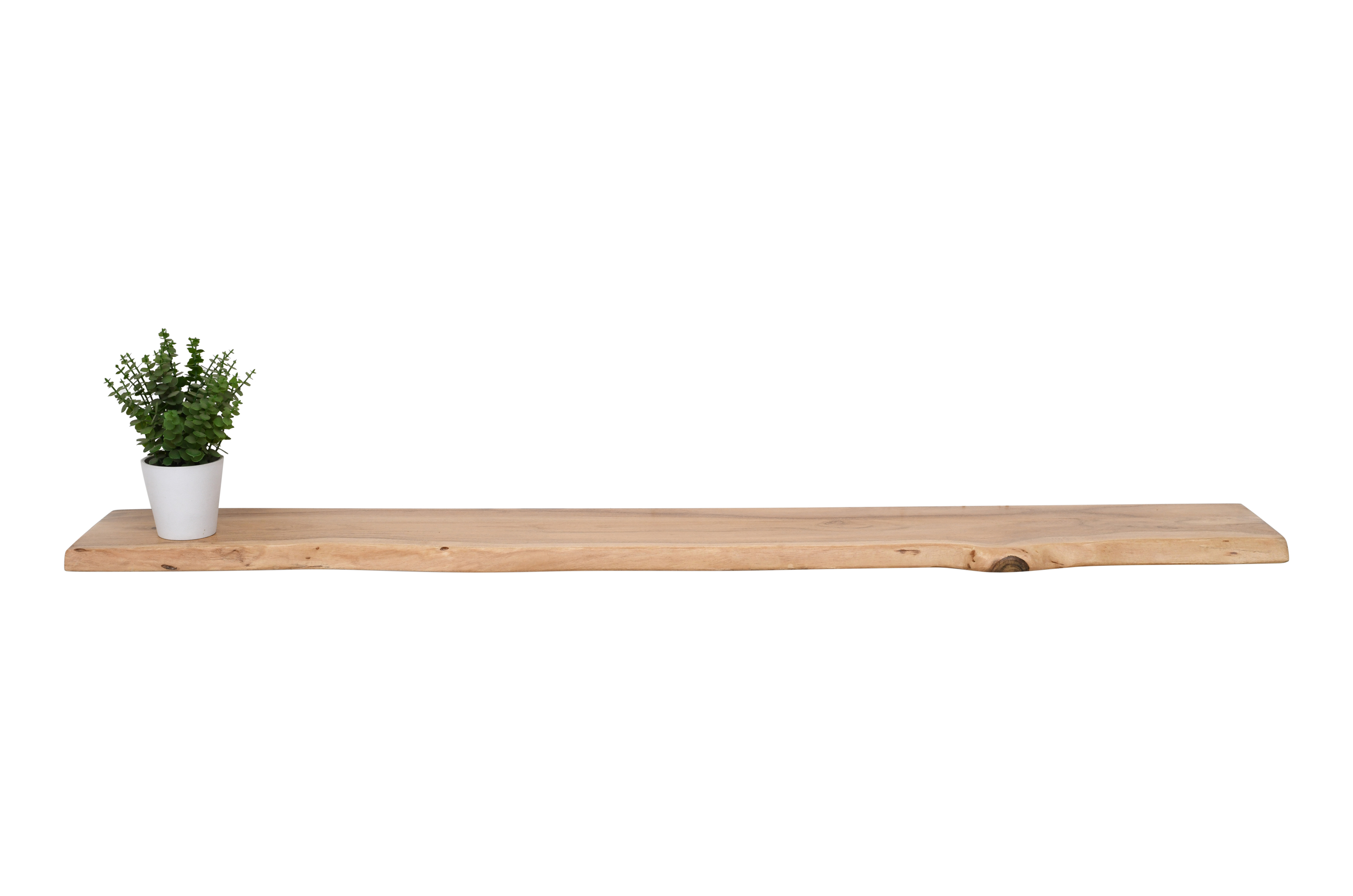 Steckboard mit Baumkante Wandregal Akazie massiv eichefarben lackiert 160 x 20 Amanda