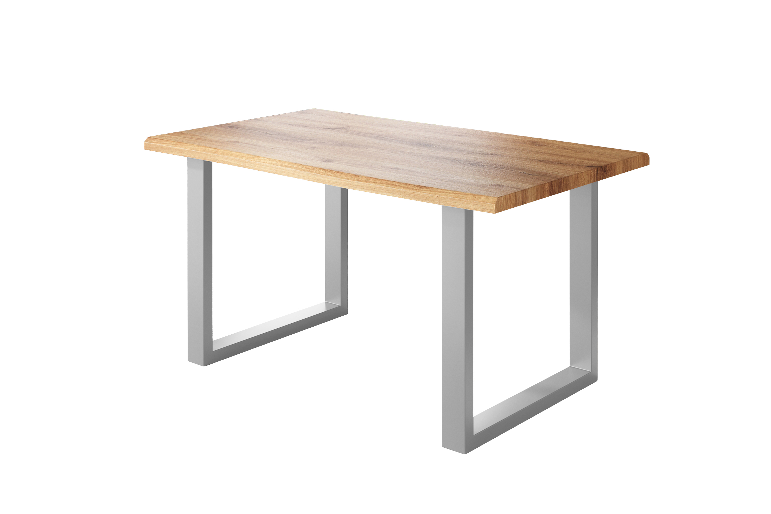 Esstisch Baumkante Holz-Optik Wildeiche 160 x 85 U-Gestell silber JULIUS