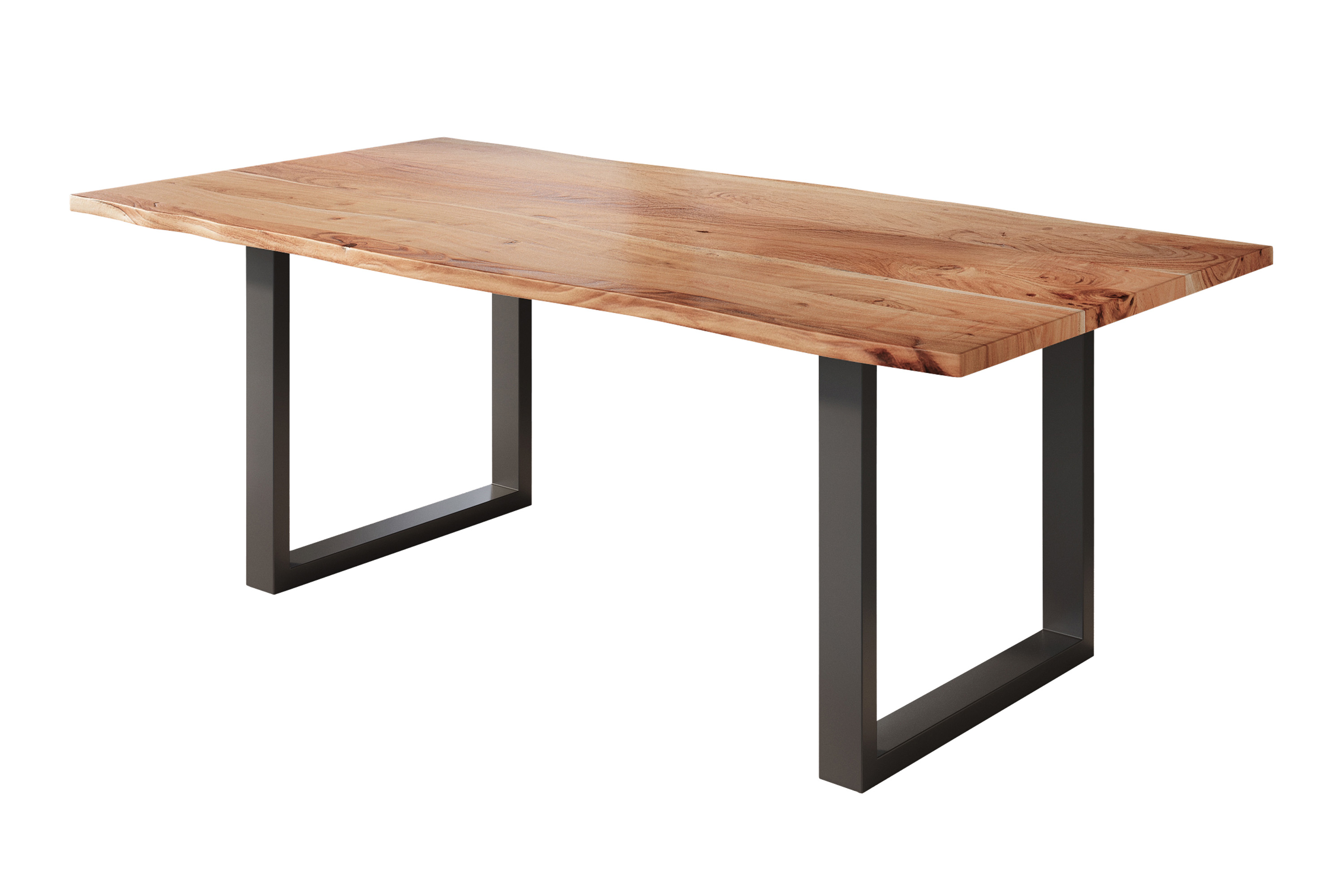 Esstisch Baumkante massiv Akazie natur 180 x 90 U-Gestell schwarz NICK