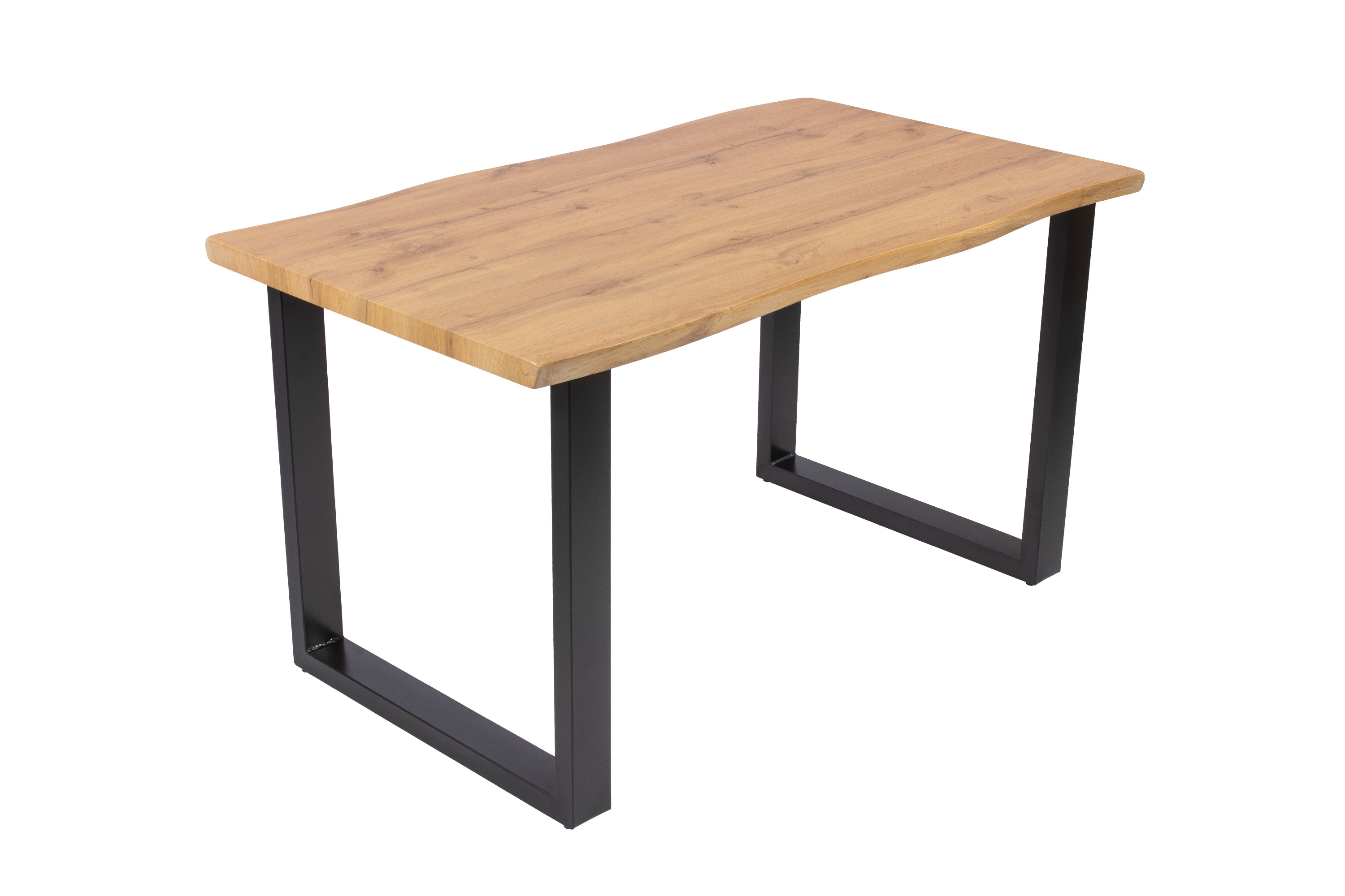 Esstisch Baumkante Holz-Optik Wildeiche 140 x 80 U-Gestell schwarz JOSY