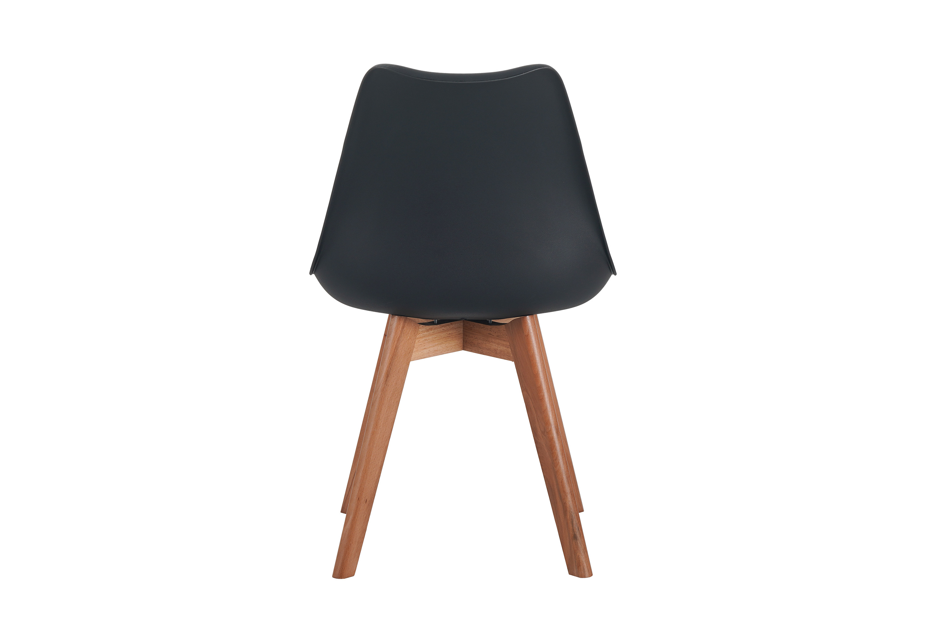 Esszimmer Schalenstuhl & Polster Kunstleder schwarz Stuhlbein Massivholz akazienfarben LOVELACE
