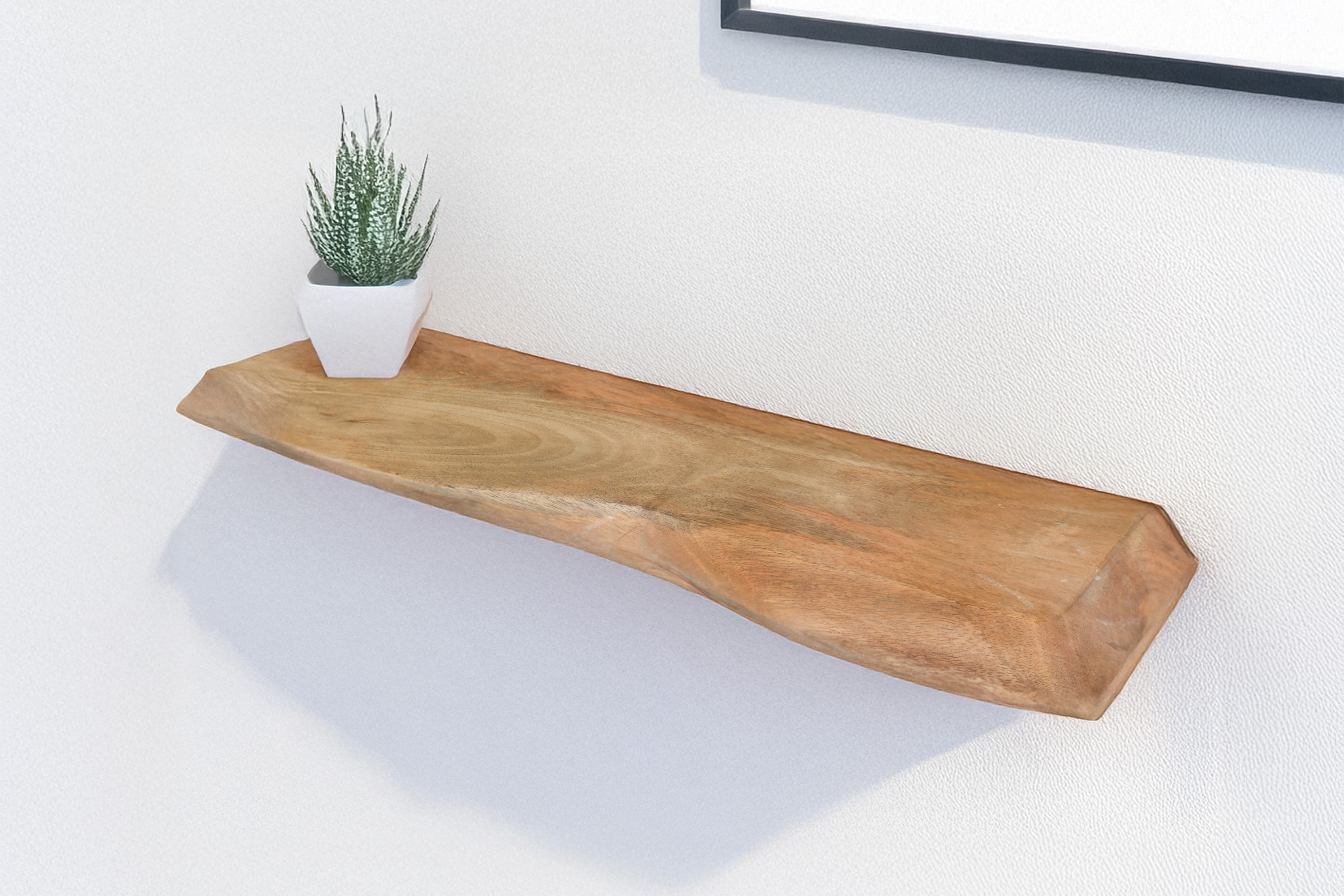 Steckboard mit Baumkante Wandregal Mango massiv natur lackiert 60 x 20 cm LIORA